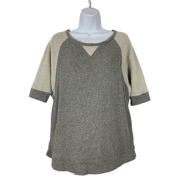 Calvin Klein Performance Womens Heather Gray & Beige Raglan Sleeve Top Medium - Picture 1 of 11
